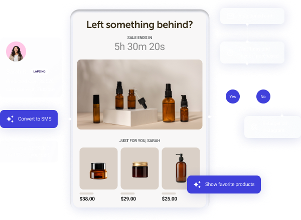 Dotdigital UI preview showcasing marketing tools for abandoned cart of beauty cosmetics